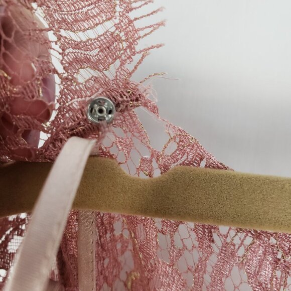 Ann Taylor Scalloped Lace Cap Sleeve Occasion Top Dusty Pink & Gold Size 10 - Picture 6 of 8